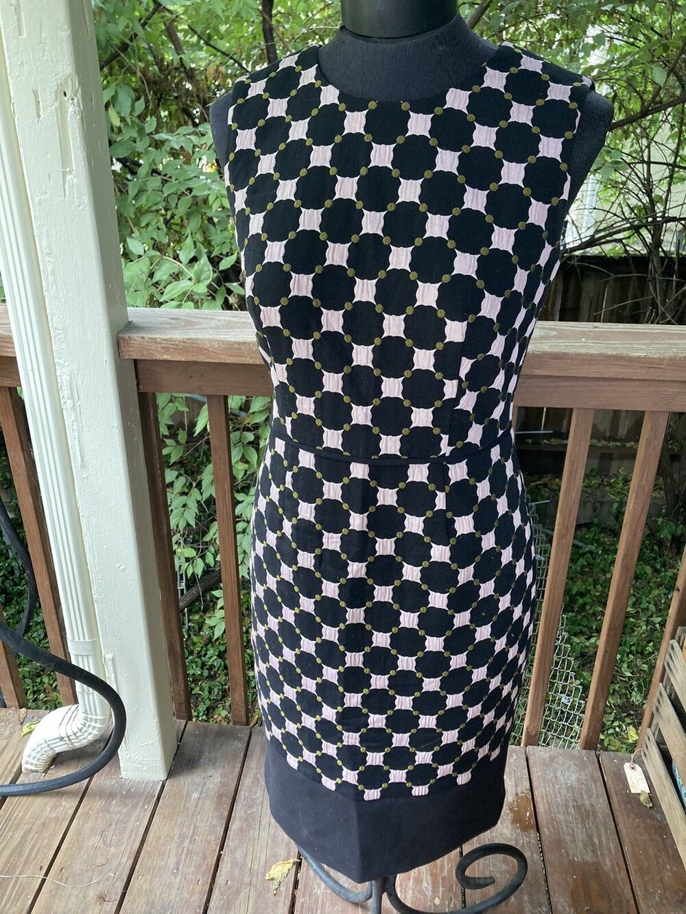 Ann Taylor Brocade Sleeveless Summer Geometric Blush Black Print Dress Sz 4 WOW!